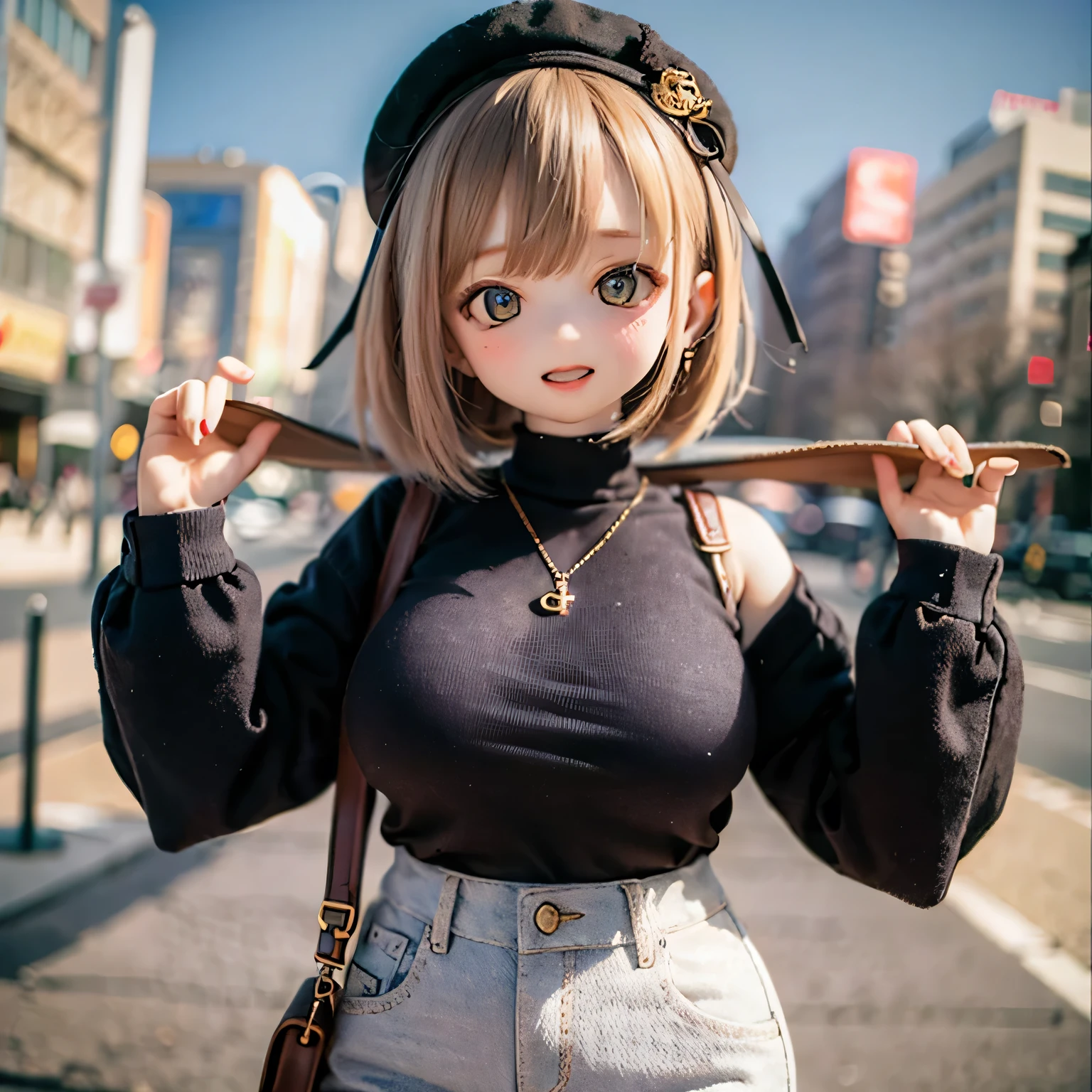 High-neck sweater、Super big breasts