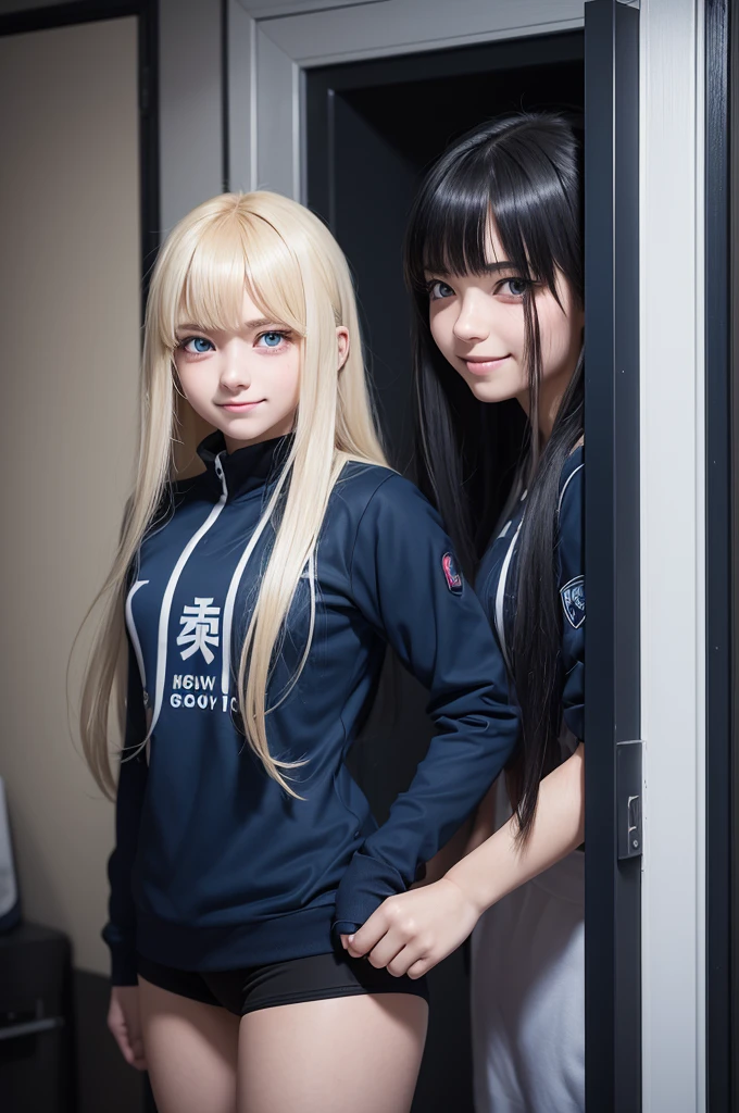 Transparent hair、hime-cut、Golden Eyes、eye glasses、ssmile、early teenage girls、flat chest、Thin pubic hair、Beautiful open legs、parka