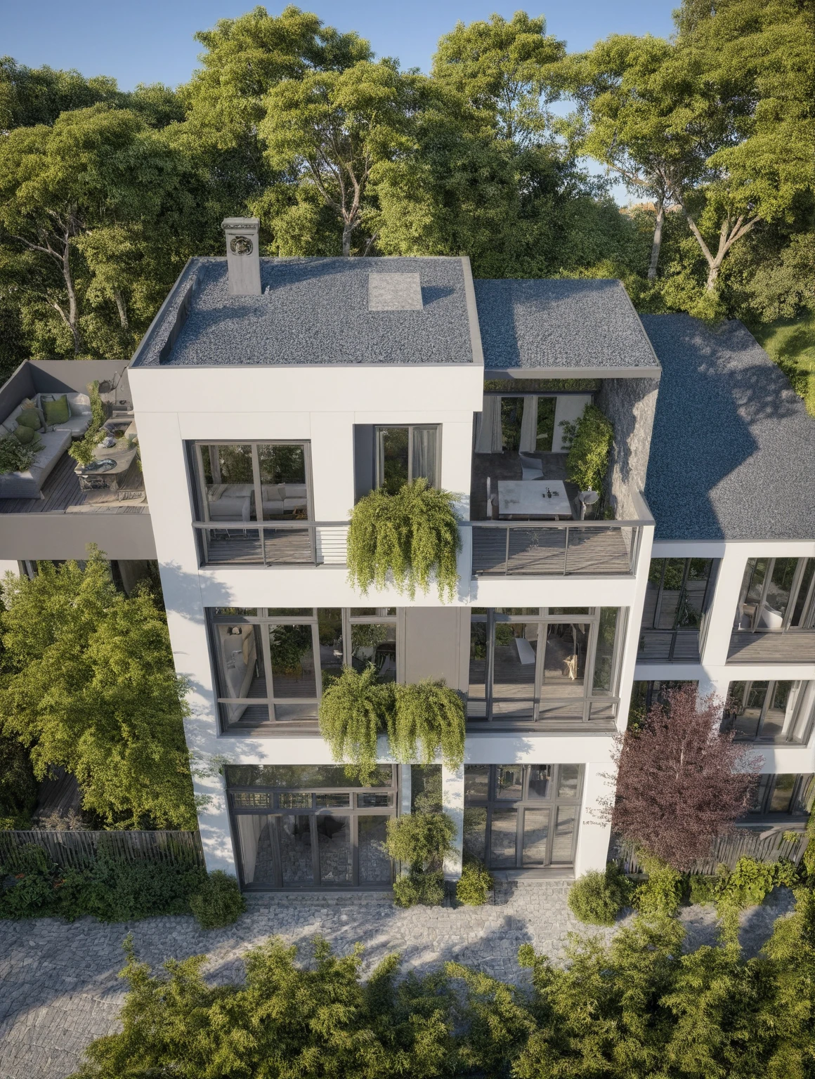 villa moderne, (style moderne:1.2), exterior design, vue de perspective, (block sidewalks and asphalt roads), (la maison du voisin d&#39;Beside), (jour light sky background), Arbres bas autour de la maison, atmosphère globalement paisible photo cinématographique, (L&#39;neutral lighting suitable for the modern villa, clear color thermometer sunlight 5500 KEVIN), Hyperrealistic art, professionnel, 8k, very detailed ï¼, (visualisation de la conception architecturale), (reflection), (se concentrer sur un objet), (material normal bump real reflection), (Scattered light), (hidden light) (rayon de lumière), (lumière multifaisceaux), (rayon de soleil) (multi-level reflection), (rendu de visualisation du logiciel corona:1.2),(((best quality))), ((chef-d&#39;artwork)), ((meilleure illustration)), ((meilleures ombres)), ((great detail)), (Lignes complexes), (photorealism),(hyper detail), ((archaic)), ((Award-winning design)), (dynamic light), ((jour)), (Lumière parfaite), (Shimmering light), ((photorealistic)), ((complex detail)), ((extreme detail)), ((science)), ((hyper-detail)), ((great detail)), ((super realistic)), ((Crazy Detail)), ((rendu d&#39;octane)), ((cinematic)), ((tendance sur artstation)), ((High fidelity)), ((video)), ((croustillant)), ((Brillant)), ((Superbe)), ((Attrayant)), ((High quality)),((pointu))((Brillant)), ((Superbe)), naturel, ((Attrayant)), ((Enlightening)), ((impeccable)), ((High quality)),((pointu edge render)), ((moderately soft lighting)), ((rendu photographique)), ((detailed archiving)), {real environment|spring adjustment|espace de style tropical}