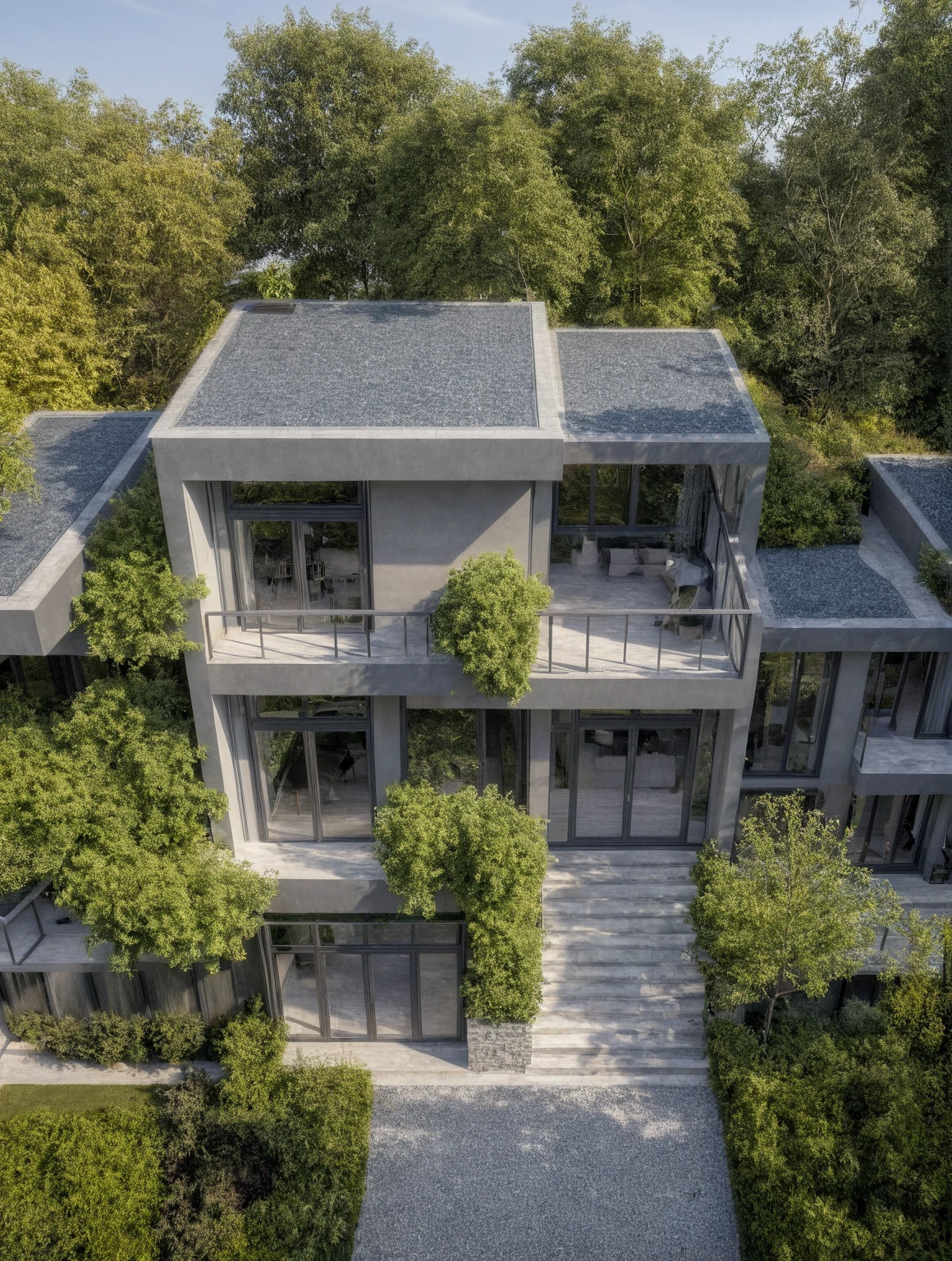 villa moderne, (style moderne:1.2), exterior design, vue de perspective, (block sidewalks and asphalt roads), (la maison du voisin d'Beside), (jour light sky background), Arbres bas autour de la maison, atmosphère globalement paisible photo cinématographique, (L'neutral lighting suitable for the modern villa, clear color thermometer sunlight 5500 KEVIN), Hyperrealistic art, professionnel, 8k, very detailed ï¼, (visualisation de la conception architecturale), (reflection), (se concentrer sur un objet), (material normal bump real reflection), (Scattered light), (hidden light) (rayon de lumière), (lumière multifaisceaux), (rayon de soleil) (multi-level reflection), (rendu de visualisation du logiciel corona:1.2),(((best quality))), ((chef-d'artwork)), ((meilleure illustration)), ((meilleures ombres)), ((great detail)), (Lignes complexes), (photorealism),(hyper detail), ((archaic)), ((Award-winning design)), (dynamic light), ((jour)), (Lumière parfaite), (Shimmering light), ((photorealistic)), ((complex detail)), ((extreme detail)), ((science)), ((hyper-detail)), ((great detail)), ((super realistic)), ((Crazy Detail)), ((rendu d'octane)), ((cinematic)), ((tendance sur artstation)), ((High fidelity)), ((video)), ((croustillant)), ((Brillant)), ((Superbe)), ((Attrayant)), ((High quality)),((pointu))((Brillant)), ((Superbe)), naturel, ((Attrayant)), ((Enlightening)), ((impeccable)), ((High quality)),((pointu edge render)), ((moderately soft lighting)), ((rendu photographique)), ((detailed archiving)), {real environment|spring adjustment|espace de style tropical}