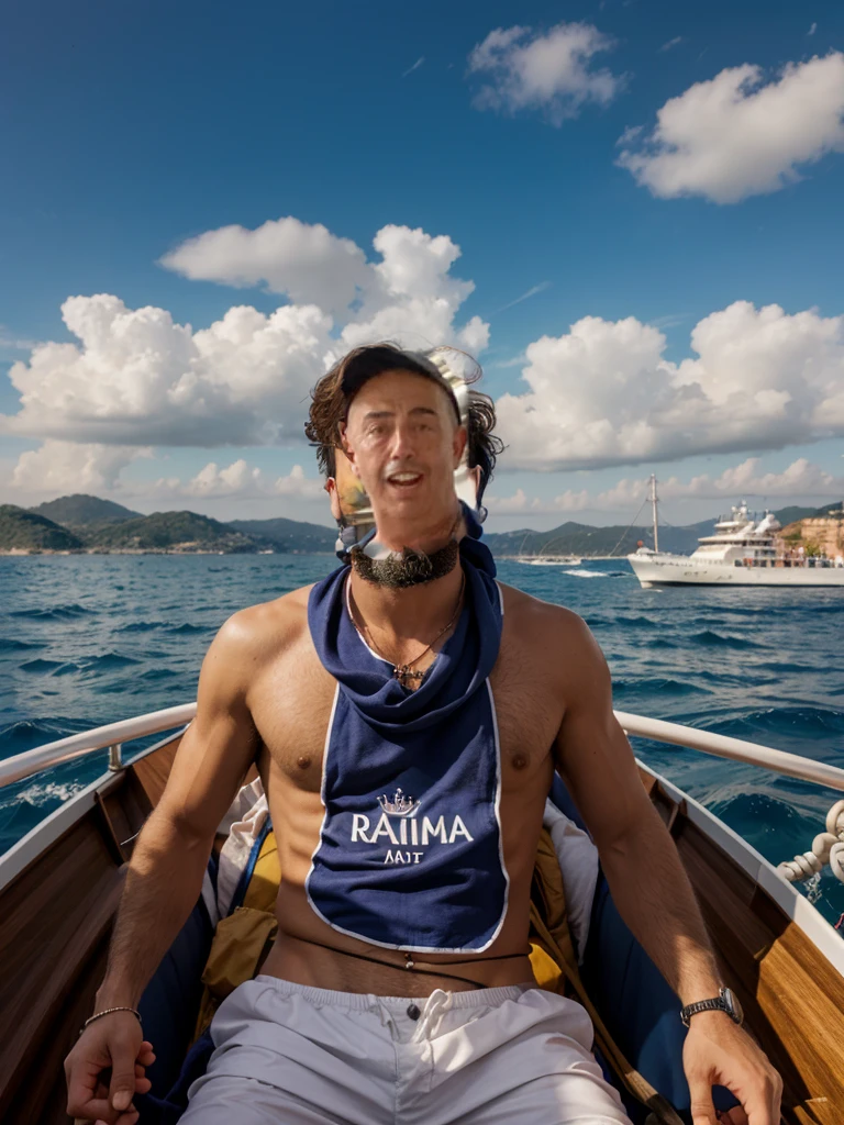 Uomo sulla barca a remi, navigare , mare , marinaio