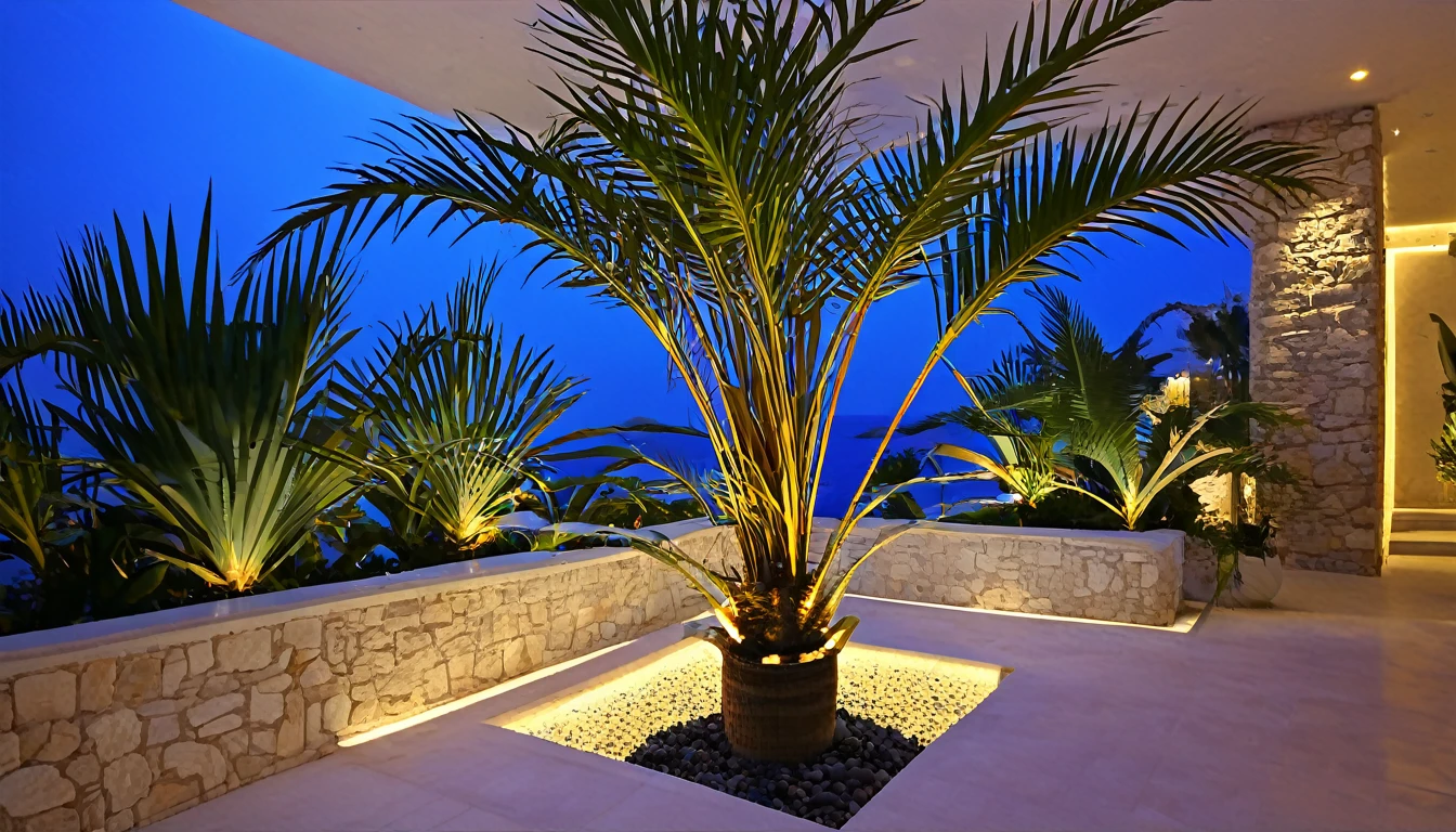 Kefalonia,4K,Ultra HD,Extravagant space,Ambient indirect lighting,Palm tree,rich,rich,VIP,VIP