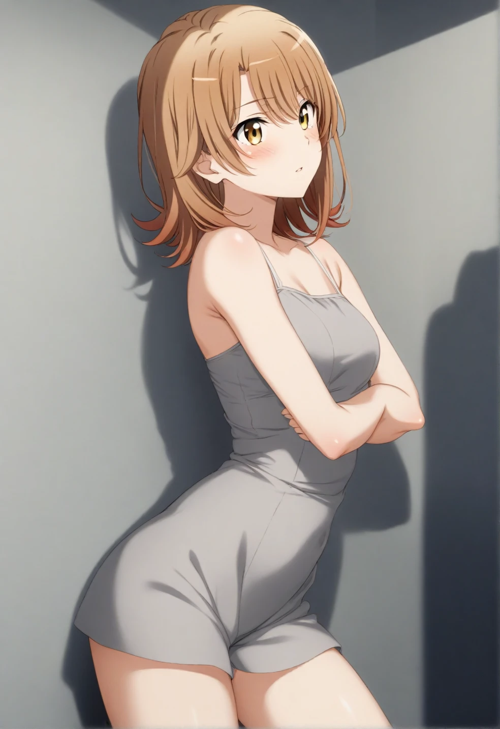 1girl, (isshiki iroha, yahari ore no seishun lovecome wa machigatteiru, brown hair, brown eyes), , thigh, perfect face, perfect anatomy, light rays, photo background, extremely delicate body, smooth skin, feminine expression, (cristal clear eyes, beautiful face), (anime style:0.8), highres, (artist m-da s-tarou:0.2), (best quality)