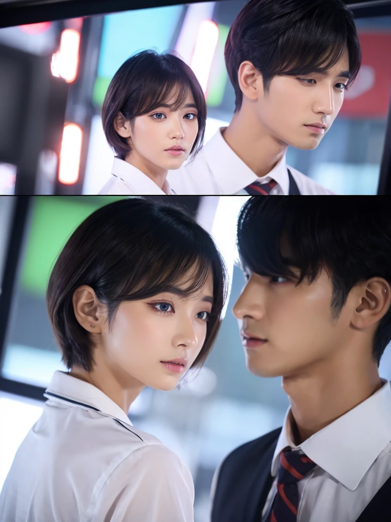 With short hair、A handsome male announcer with double eyelids