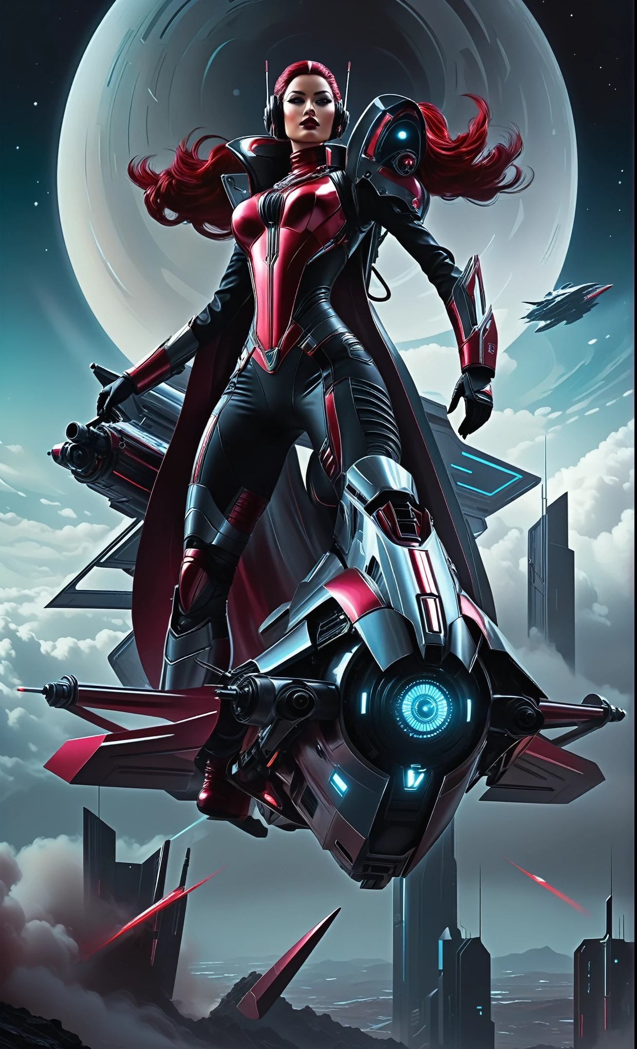 Luis Duarte Art - Crimson Sci - Fi Mystique style, by Luis Duarte, Luis Duarte style, Space Art, Sci-Fic Art, Dark Influence, NijiExpress 3D v3, Kinetic Art, Datanoshing, Oilpainting, Ink v3, Splash style, Abstract Art, Abstract Tech, Cyber Tech Elements, Futuristic, Epic style, Illustrated v3, Deco Influence, AirBrush style, drawing, Metallic Effect, Geo2099 style, Mixpnk