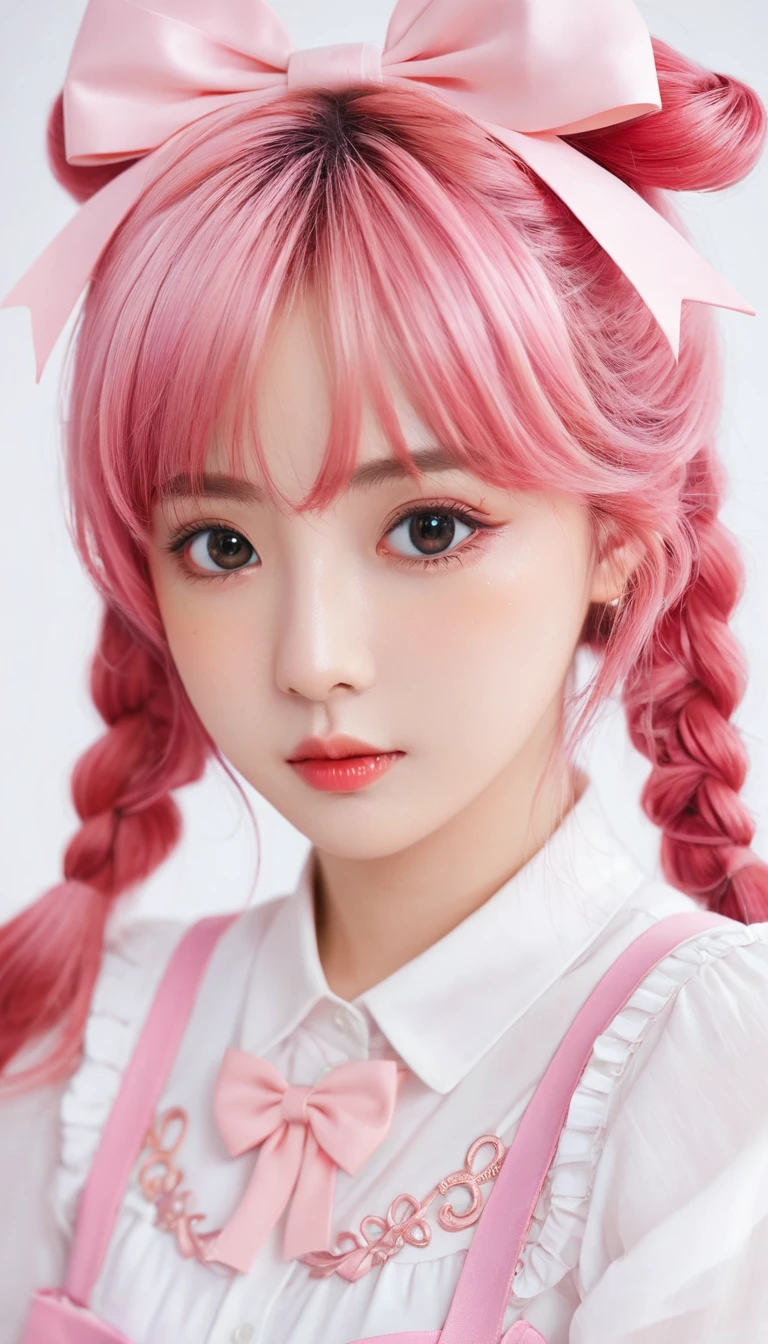 Pink Hair、Anime girl with a bow, Kawaii realistic portrait, Gu Weiss, Portrait of a magical girl, Lovely characters, Lovely art style, Anime cute art style, Maple Story Character Art, Lovely portrait, Cute anime girl portrait, Portrait of a little person, artwork in the style of Gu Weiss, Ink art anime loli