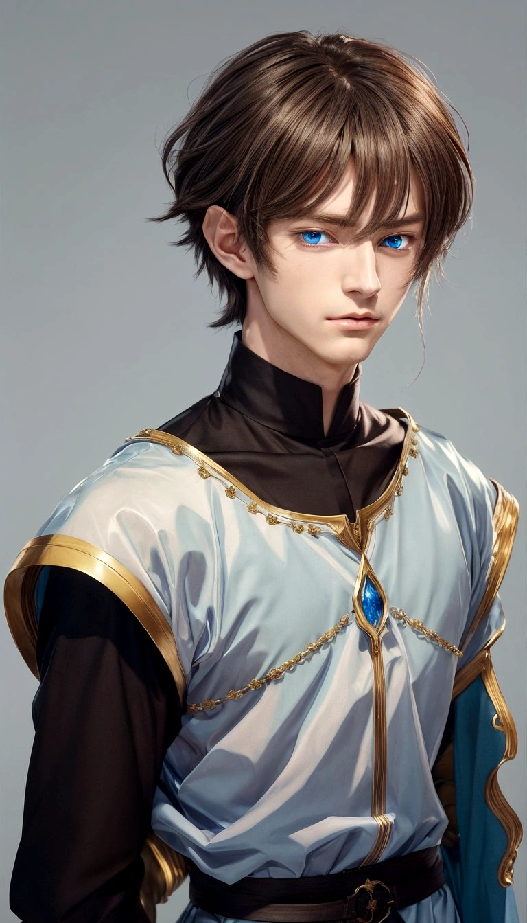 a drawing of a man with blue eyes and a white shirt, beautiful androgynous prince, delicate androgynous prince, tall anime guy with blue eyes, handsome guy in demon slayer art, handsome prince, male anime character, highly detailed exquisite fanart, anime handsome man, a portrait of a male elf, a human male paladin, anime portrait of a handsome man
