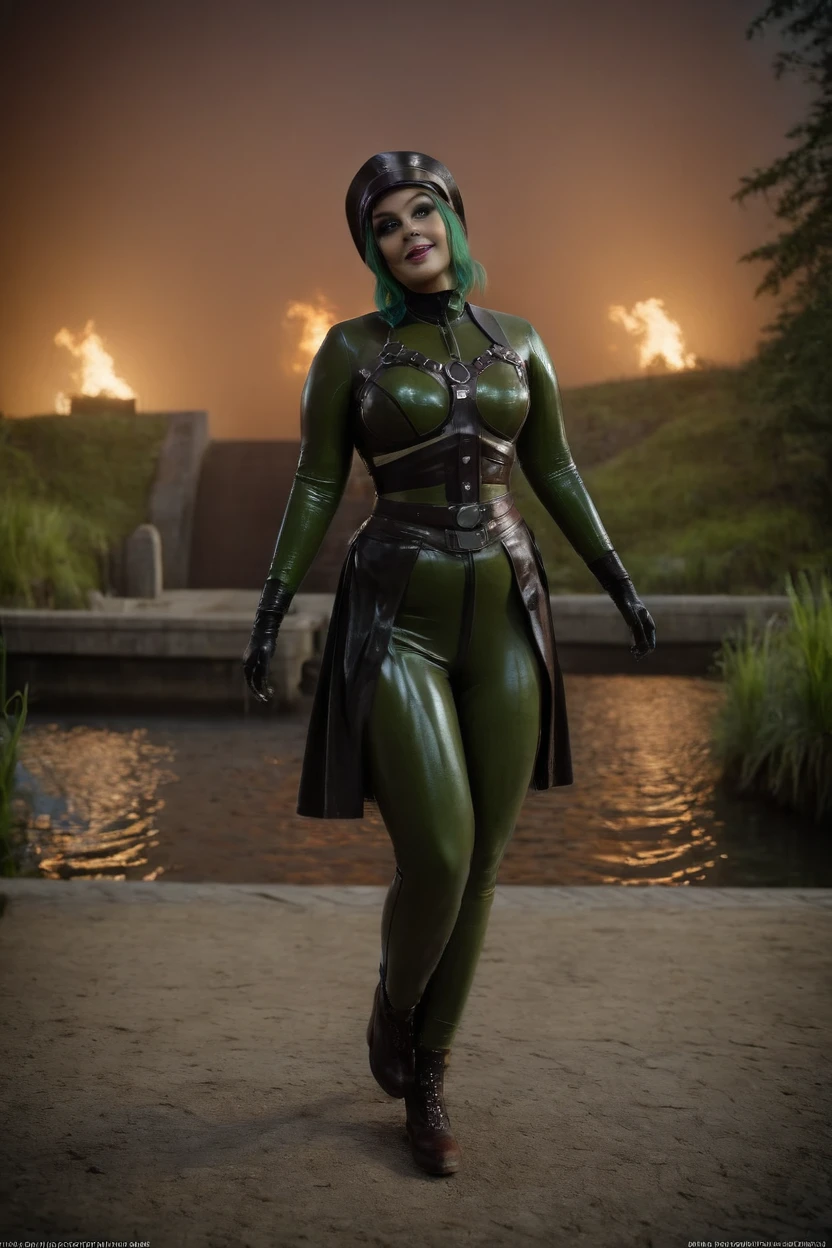 cinematic film still hera syndulla, (green skin:1.2), grin at canal, full body shot, highly detailed environment . shallow depth of field, vignette, highly detailed, high budget Hollywood movie by baz luhrmann, bokeh, cinemascope, moody, epic, gorgeous, film grain, grainy