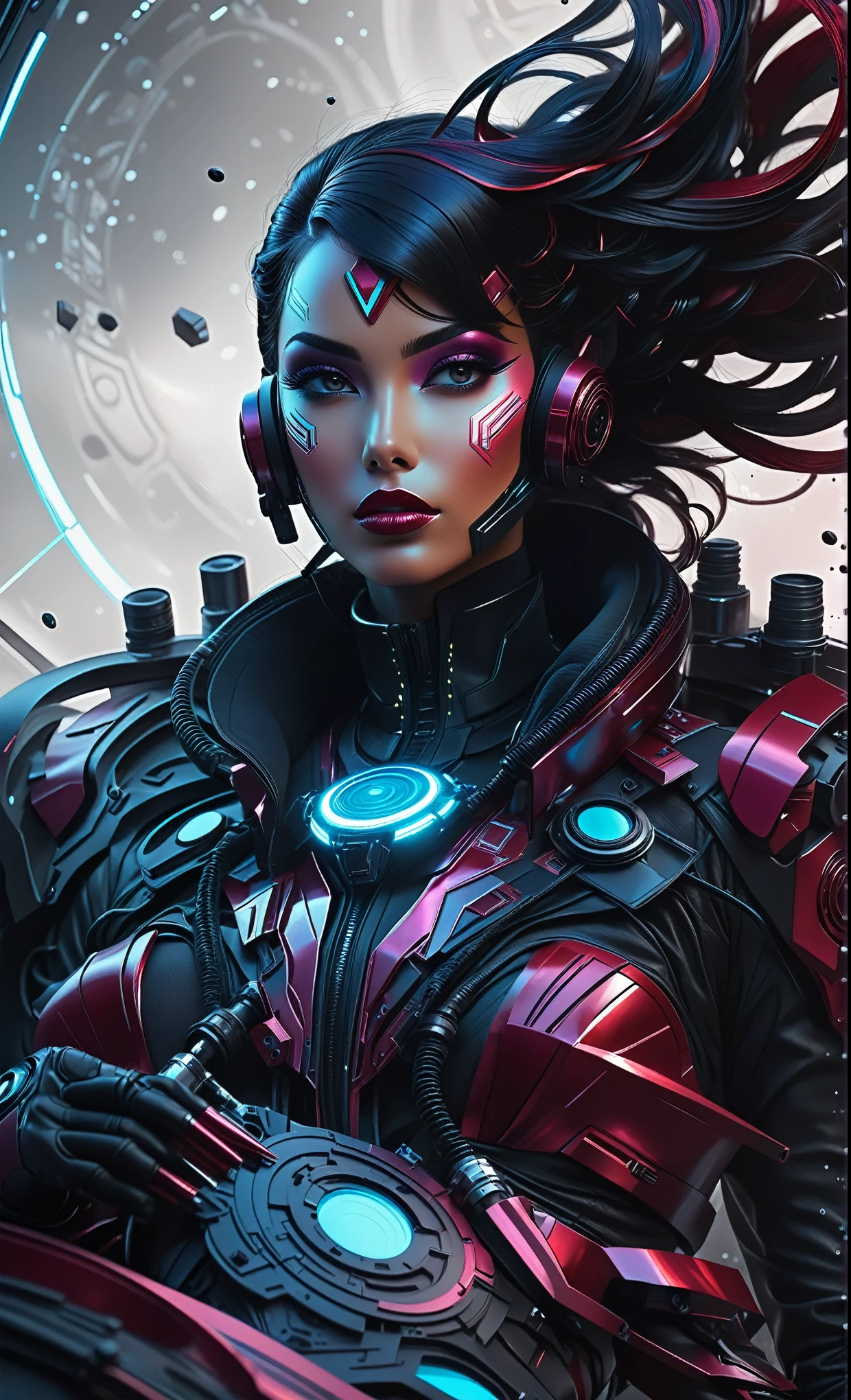 Luis Duarte Art - Crimson Sci - Fi Mystique style, by Luis Duarte, Luis Duarte style, Space Art, Sci-Fic Art, Dark Influence, NijiExpress 3D v3, Kinetic Art, Datanoshing, Oilpainting, Ink v3, Splash style, Abstract Art, Abstract Tech, Cyber Tech Elements, Futuristic, Epic style, Illustrated v3, Deco Influence, AirBrush style, drawing, Metallic Effect, Geo2099 style, Mixpnk