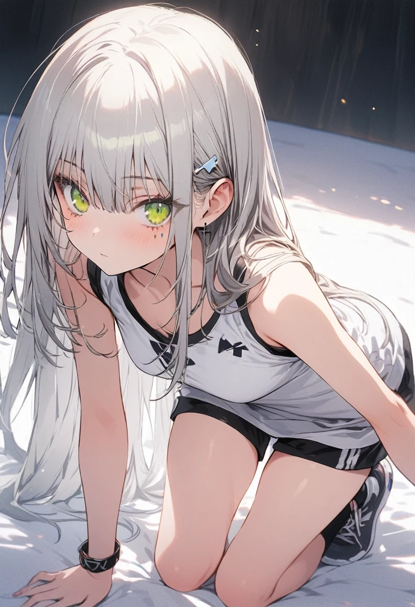 mononobe no futo, One Girl, Long sleeve, Sleeves edged with ribbon, Gray Hair, blue eyes, Proud face,
Underbust,  Medium Chest, Spread your legs,Underarm,Plump,Loincloth