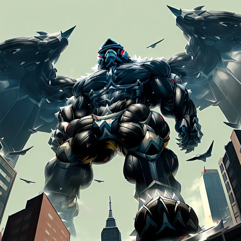 (masterpiece. official art. 8k. best quality. detailed full body. full body.)
A man in stylish armor fights against the magnificent biomechanical LUCARIO.
(situation 1 : dominating LUCARIO. focus GIANT mechanical Muscular LUCARIO is trampling the CITY. macro. stomp. Low-angle perspective. emphasizing the immense size. The perspective is from below, emphasizing the sheer majesty and power of the Giant. giant art. He is much bigger than a skyscraper. Giga Giants. micro soccer field. looking down.)
(situation 2 :smoke and flames rising from the destruction in the city)
(Additional details 1: wearing a full-face helmet. helmet is jet black. The color of NANOSUIT is jet black. high-tech bio-mecha armor. real texture material. whole body shines like metal. Wearing cyberpunk mecha. emphasizes the muscles. suit fully made of metal. intricate armor. Robotic suit. suit fully made of metal. NANOSUIT with the same design as LUCARIO.).
(Additional details 2: (Detailed head. Detailed Body. Detailed abs. gigantic muscles. HYPER MUSCLES. Gigachad Muscular. big muscle. pecs. triceps. traps. unusually developed muscular body. body full of huge muscles. showing off muscles. pectorales enormes. Exaggeratedly huge muscles. huge muscles. long legs.).
(Additional details 3: nj5furry, Spread wings. It has wings. black have big wings. The claws are sharp. Sharp teeth.5 toes.).