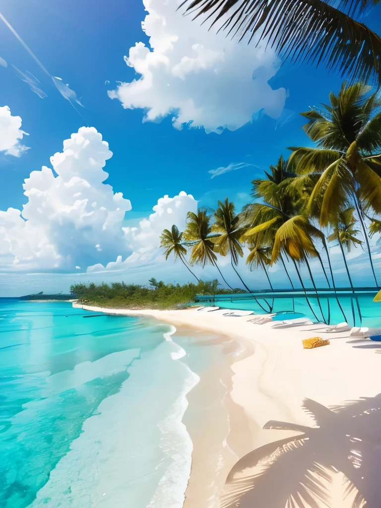 a view of a beach with palm trees and clear water, breath-taking beautiful beach, crystal clear sea, crystal clear blue water, tropical beach paradise, beautiful beach, magical beach, clear blue water, at a tropical beach, carribean turquoise water, beautiful ocean, turquoise water, crystal clear water, carribean white sand, beautiful place, beautiful magical palm beach