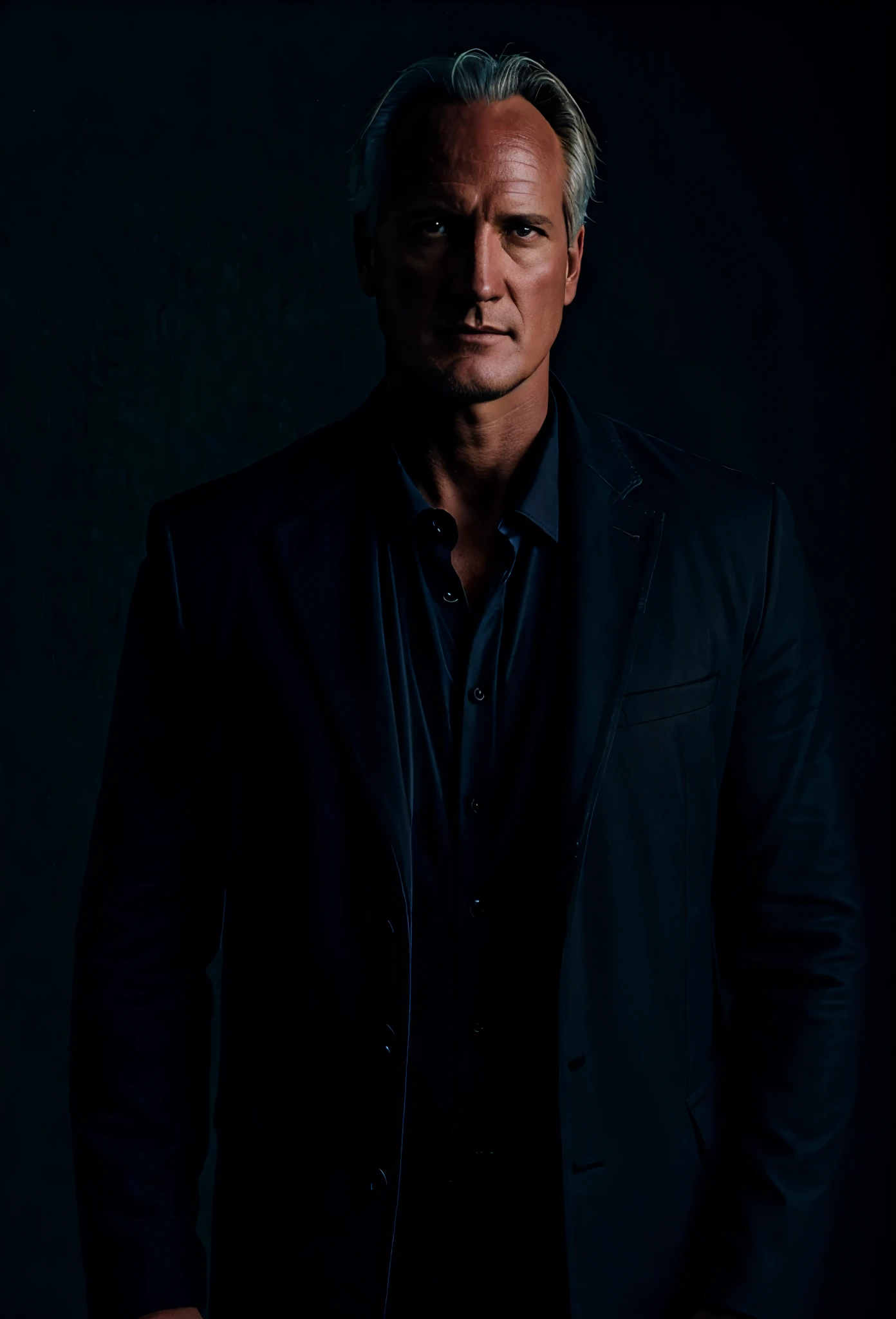 portrait of a man, portrait, dark shot, dramatic, extremely detailed, intricate, by Greg Rutkowski mt-christopherlambert