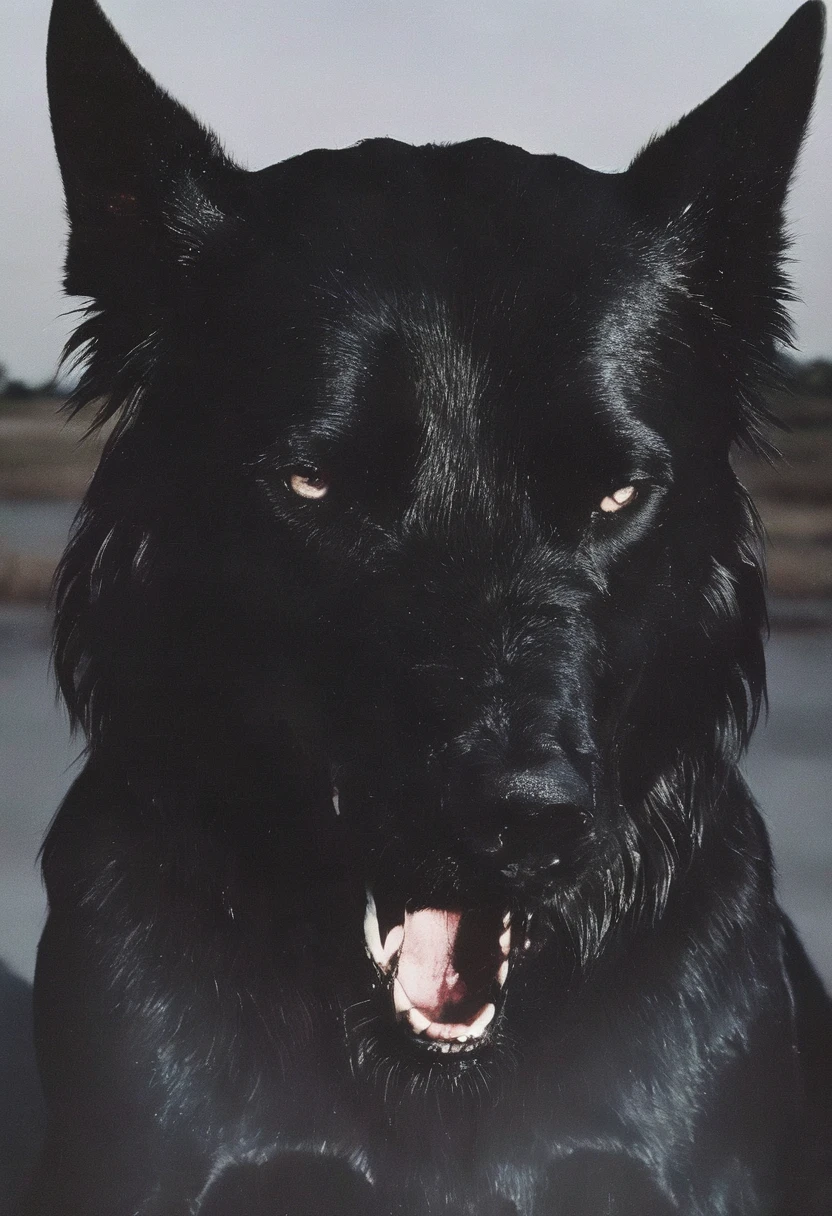 angry giant black dog