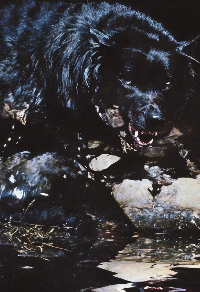 angry giant black dog