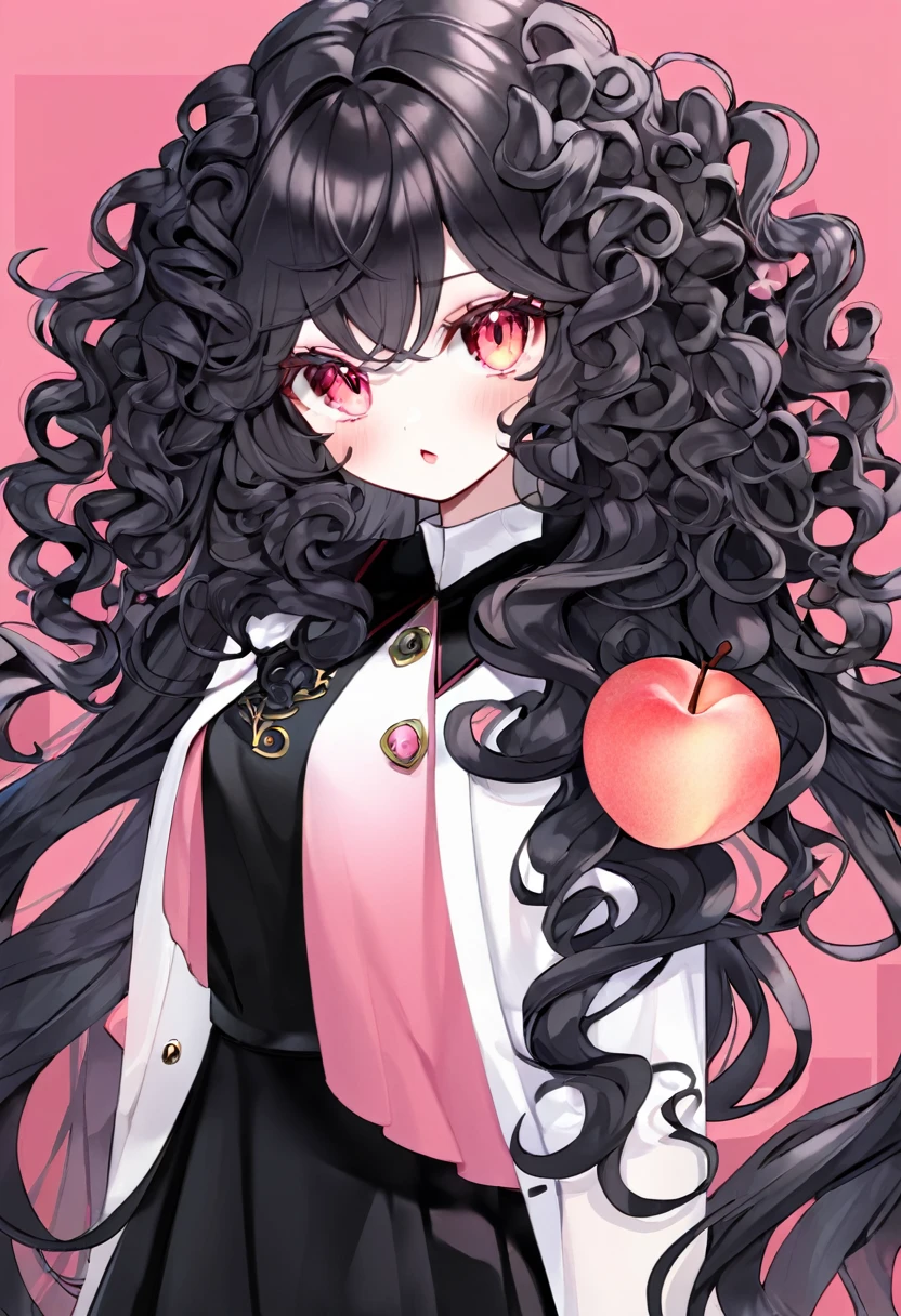 A girl. She has peach and black color hair. Her hair is curly. As a villain. She has long hair. And she is 12