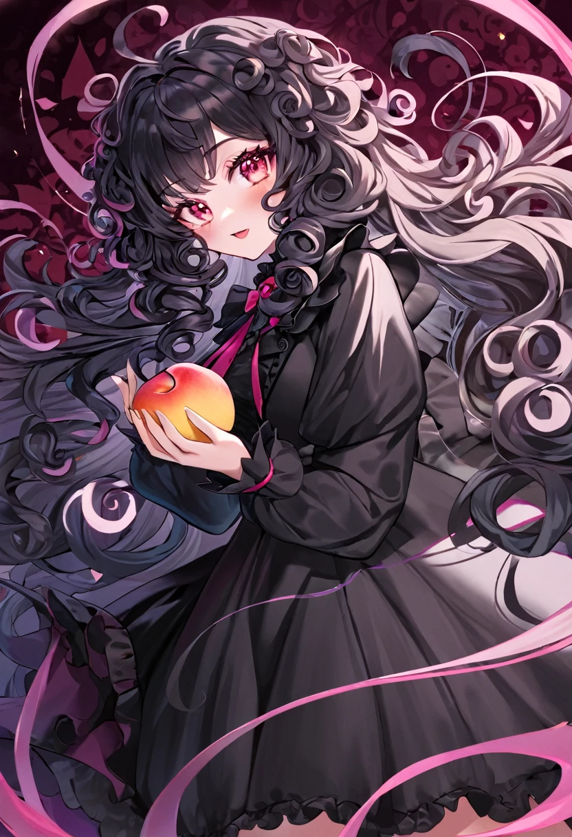 A girl. She has peach and black color hair. Her hair is curly. As a villain. She has long hair. And she is