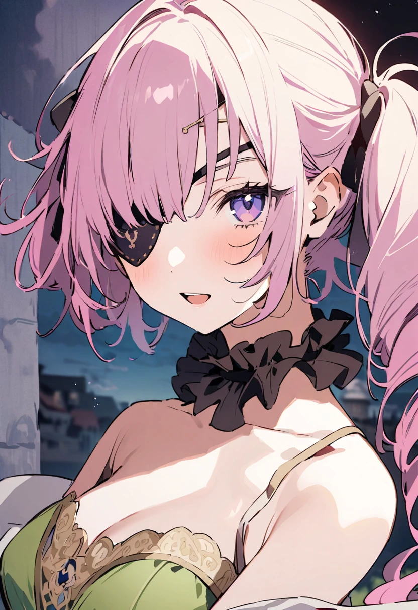 masterpiece, Highest quality, Illustration of the novel, High resolution, 18+ Adult content, Sensual, Intimate, Emotional, Passionate, romantic, sweet, Adorable, Innocent, Pure, charmな, charmな, charm, mysterious, charmな, charmな, Immersive, charmな, dream-like, Surreal, Imaginative, Whimsical, Artistic, Avant-garde, timeless, elegant, Sophisticated, chic, Sophisticated, Personality, original, charmな,((Loli Pirate:1.3)),((Eye patch:1.3))、Upper Body、(a bit)