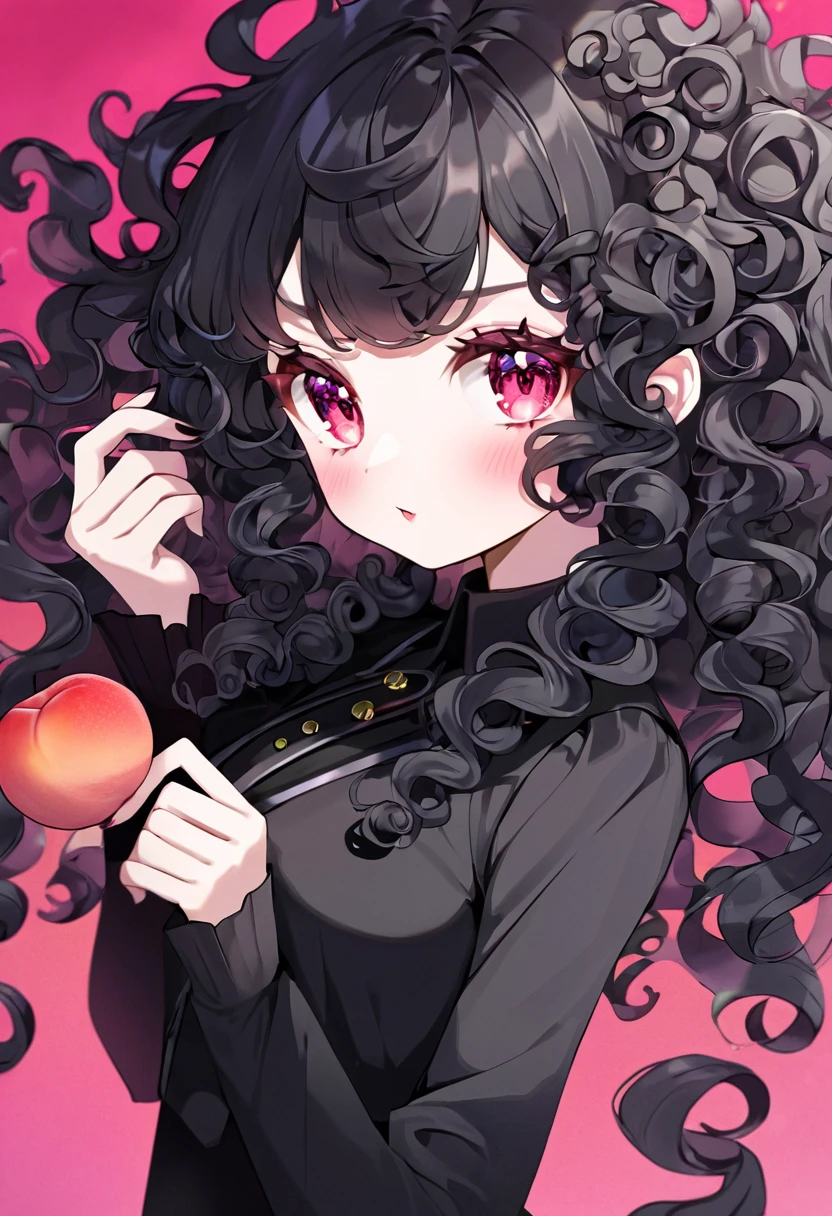 A girl. She has peach and black color hair. Her hair is curly but not that curly. As a villain. She has long hair. And she is 12