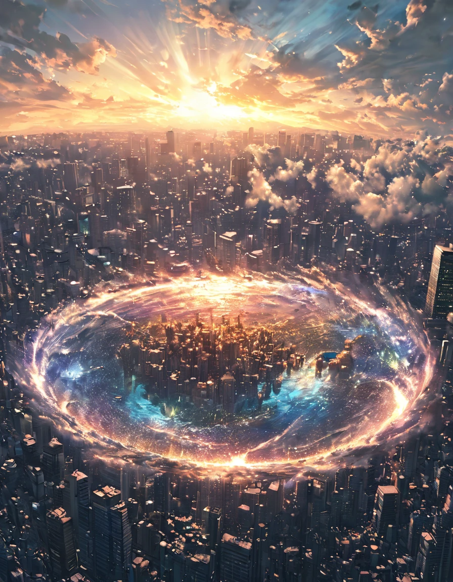 Empty city, beautiful blue sky, landscape painting, best quality, portrait, wide angle, 16k, high resolution, amazing lighting, wide angle, view from afar, fantasy art style, epic light novel art cover, anime fantasy illustration, epic light novel cover art, Boris Vallejo, Octopath Traveler, RPG art, anime fantasy artwork, very elaborate fan art, best quality, portrait, wide angle, 16k, high resolution, amazing lighting, wide angle, view from afar, fantasy art style, epic blue sky, sky and clouds moving at great speed, Tokyo city, Shinjuku