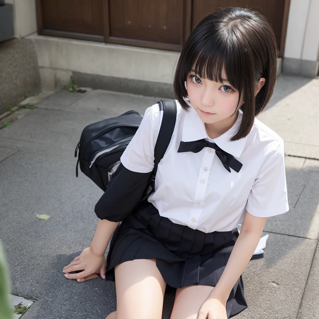 Summer Sailor Suit、realistic schoolgirl、Short black hair、Classroom、soio、hight resolution、hightquality