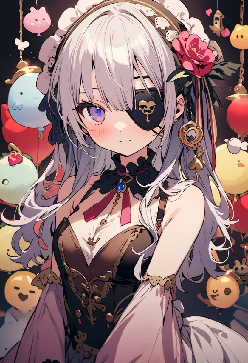 masterpiece, Highest quality, Illustration of the novel, High resolution, 18+ Adult content, Sensual, Intimate, Emotional, Passionate, romantic, sweet, Adorable, Innocent, Pure, Charmな, Charmな, Charm, mysterious, Charmな, Charmな, Immersive, Charmな, dream-like, Surreal, Imaginative, Whimsical, Artistic, Avant-garde, timeless, elegant, Sophisticated, chic, Sophisticated, personality, original, Charmな,(( Pirate:1.3)),((Eye patch:1.3))、Upper Body、(Little)