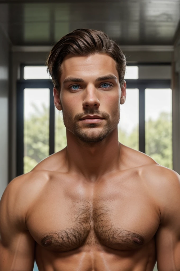Man with heterochromia eyes mascular body 6'5 height with perfect hair and looks like zade meadows