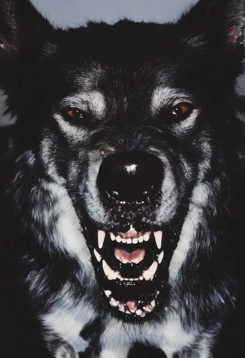 blackmetal style, black and yellow, xerox, a rabid dog with foamy mouth, cloudy sky,
<lora:black_metal_art:1.0>