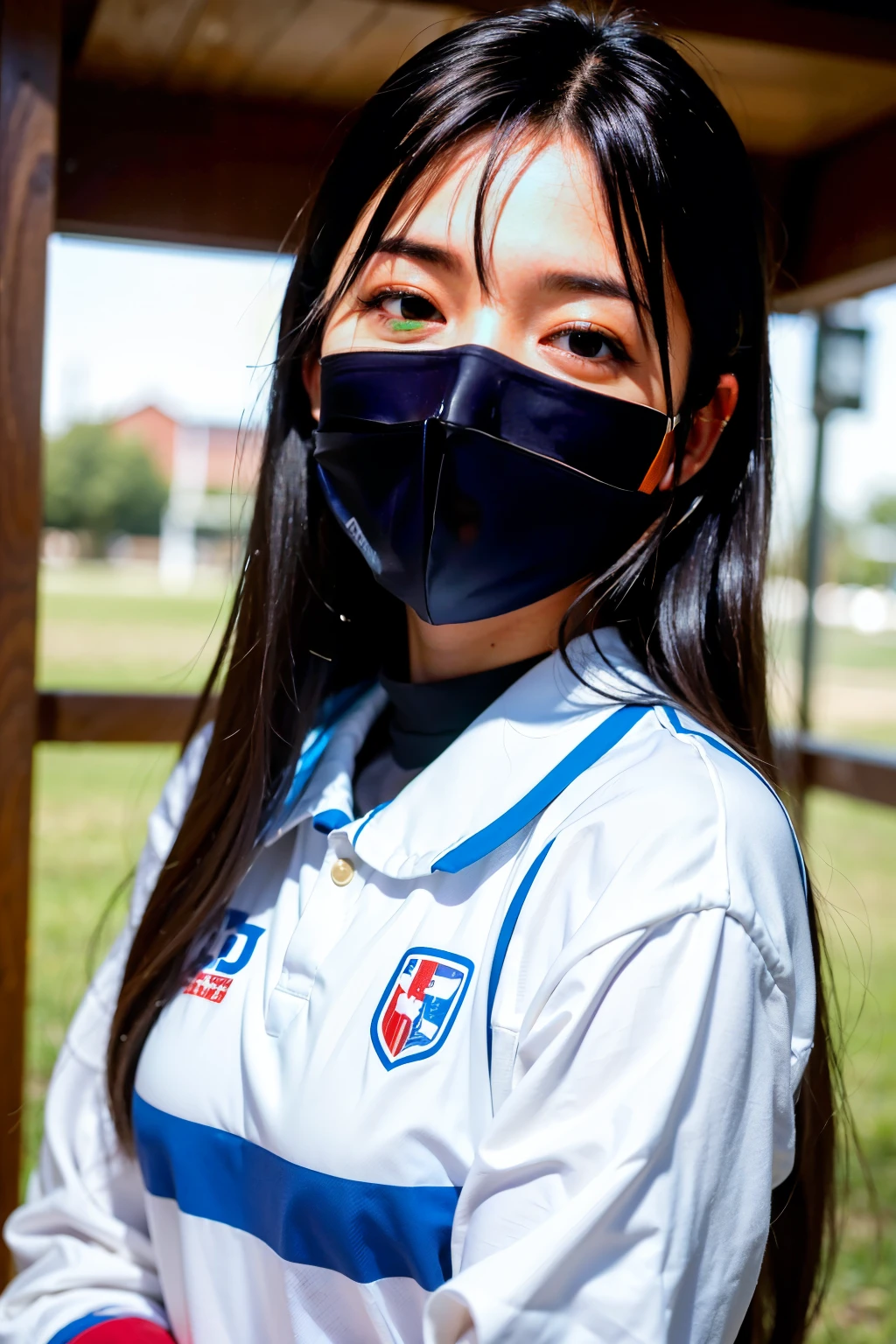 ((Highest quality, masterpiece, Ultra-high resolution, (Realistic:1.4), RAW Photos)), Esbian all over, One Girl, Famous idols of Japan, 17 years old, Volleyball Uniforms、 View Viewer, Very cute face, Kind eyes、Very beautiful black hair, Long Bob Hair、Detailed face, Fine grain, Fine hair, A girl with a pure and innocent image, Laughter、