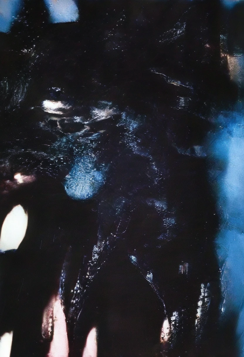 fashion shoot of horror, blue background