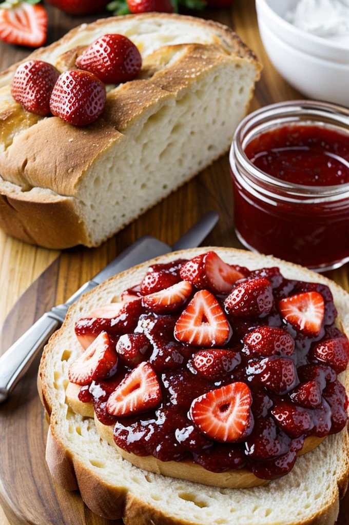 Strawberry jam on bread