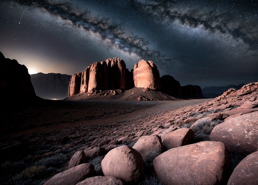 large arid dark rock mountains, dark sky day, hd image, epic image