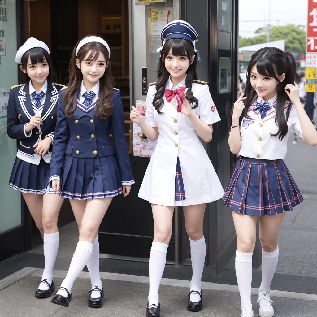 Highest quality、Real People、Japanese 3-person idol group、cute、Uniform Cosplay