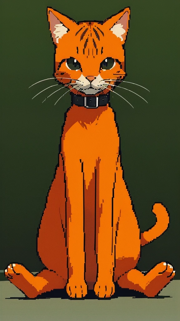Orange cat , 8-bit , pixel art , sitting , front 