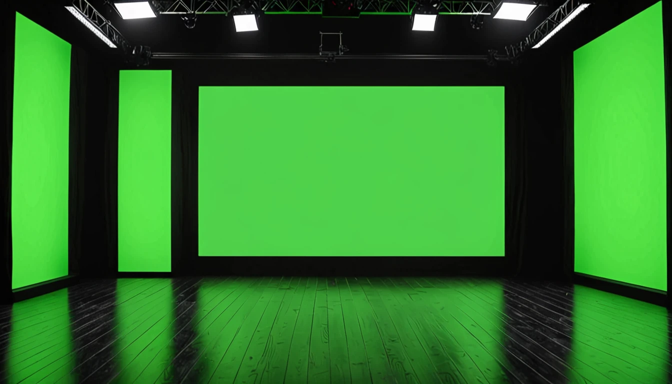 Green screen TV mysterious very dark background