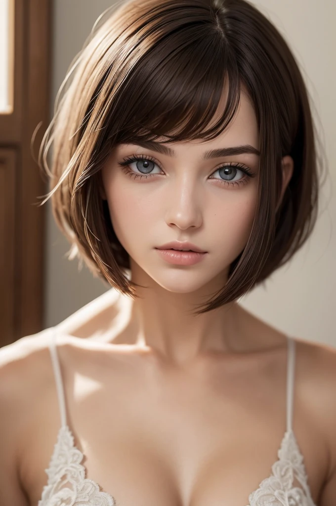 ((best quality)), ((masterpiece)), (detailed), perfect face uma mulher de 22 anos, loira, corte de cabelo french Bob