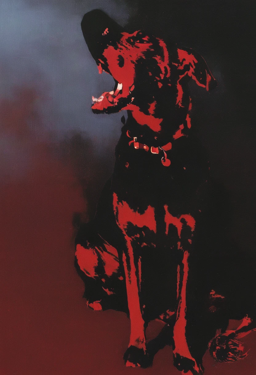 red and black dog surrounded by snakes