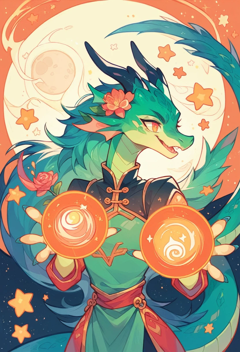 A universe full of stars,The Big Bang of stars,Energy Ball,Glass Flower,Chinese dragon,moon,jade sword,Jade Lotus