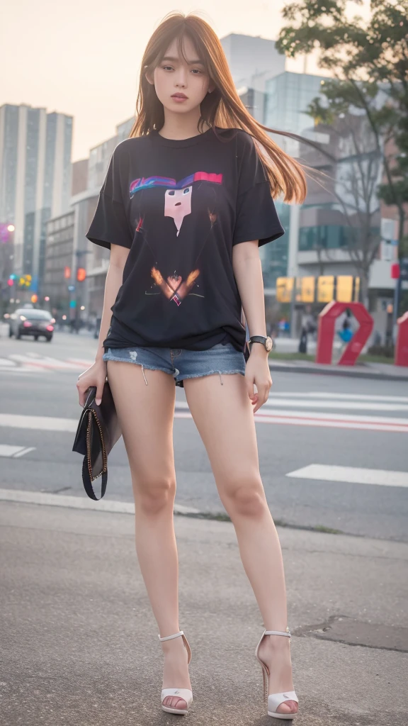mix4, 20d, solo, long_hair, shirt, high_heels,full_body, look_at_viewer, (8k, RAW photo, best quality, masterpiece:1.2), (realistic, photo-realistic:1.37), professional lighting, photon mapping, radiosity, physically-based rendering,