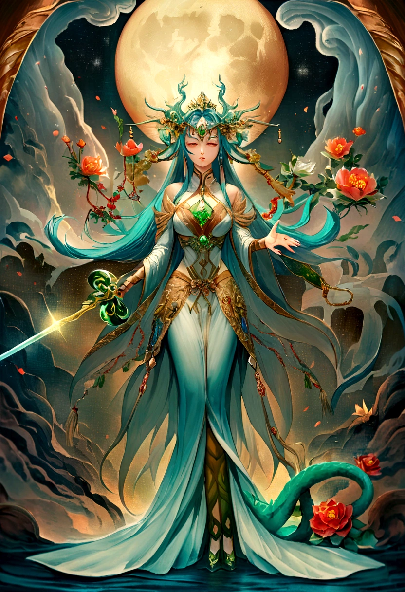 A universe full of stars,The Big Bang of stars,Energy Ball,Glass Flower,Chinese dragon,moon,jade sword,Jade Lotus