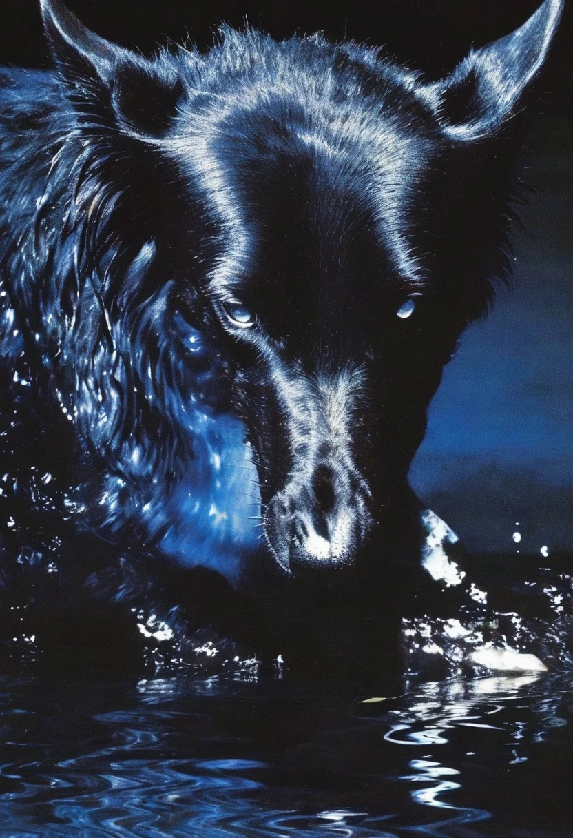 cat in water, light blue background