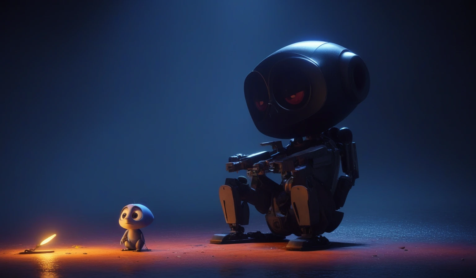 Create a simple and elegant“Love, Death, and Robots" logo, shedding niobium tears. The design should convey a strong sense of sadness and melancholy, using a minimalist approach with clear lines and using only high contrast deeply matte black, nicola samori,ben templsmith,Irina Yermolova,,pixar movie still, pixar movie screenshot, frame from pixar movie, animated movie still, still from the pixar movie, still from a pixar movie, disney pixar movie still, pixar movie scene, still from pixar movie, still from a 2001 pixar movie, pixar render, animated film still