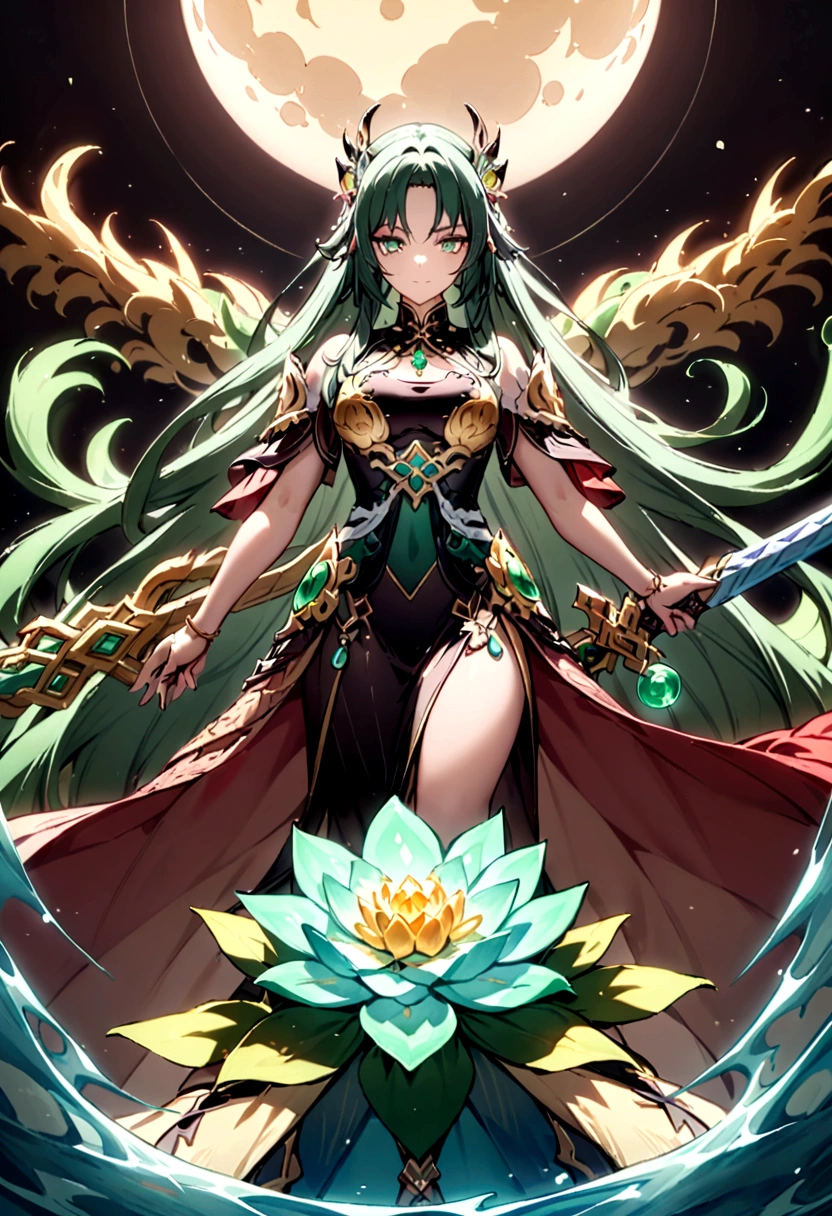 A universe full of stars，The Big Bang of stars，Energy Ball，Glass Flower，Chinese dragon，moon，jade sword，Jade Lotus