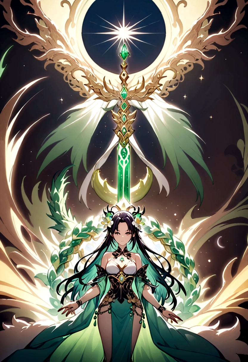 A universe full of stars，The Big Bang of stars，Energy Ball，Glass Flower，Chinese dragon，moon，jade sword，Jade Lotus