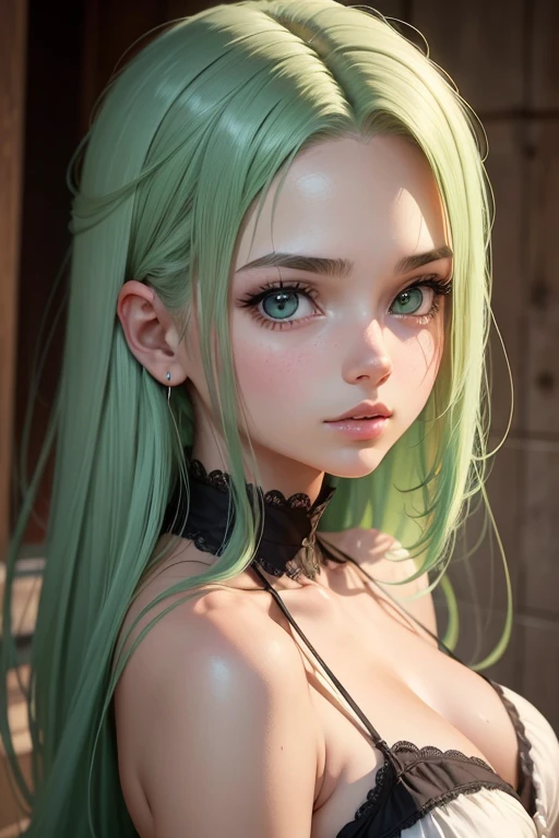 Garota .17 a 20 s idade. muito sensual.de cabelo branco.2d anime.bonita.olhos verdes. Rosto .bem detalhado.corpo inteiro. Segurando uma foice.enfrentado. um Ogro.