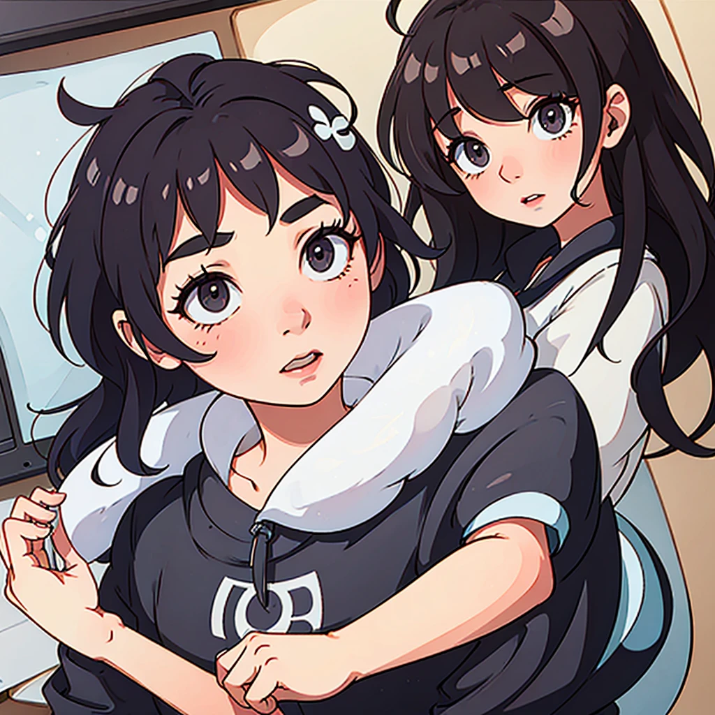 Girl using a computer in her room