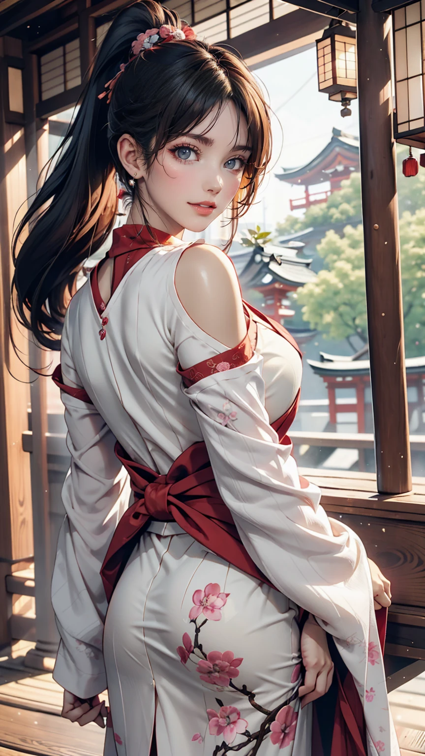 No sleeve、ponytail、Japanese women、Yamato Nadeshiko、Ladylike、modest、Japanese Beauty、Beautiful woman looking back、smile