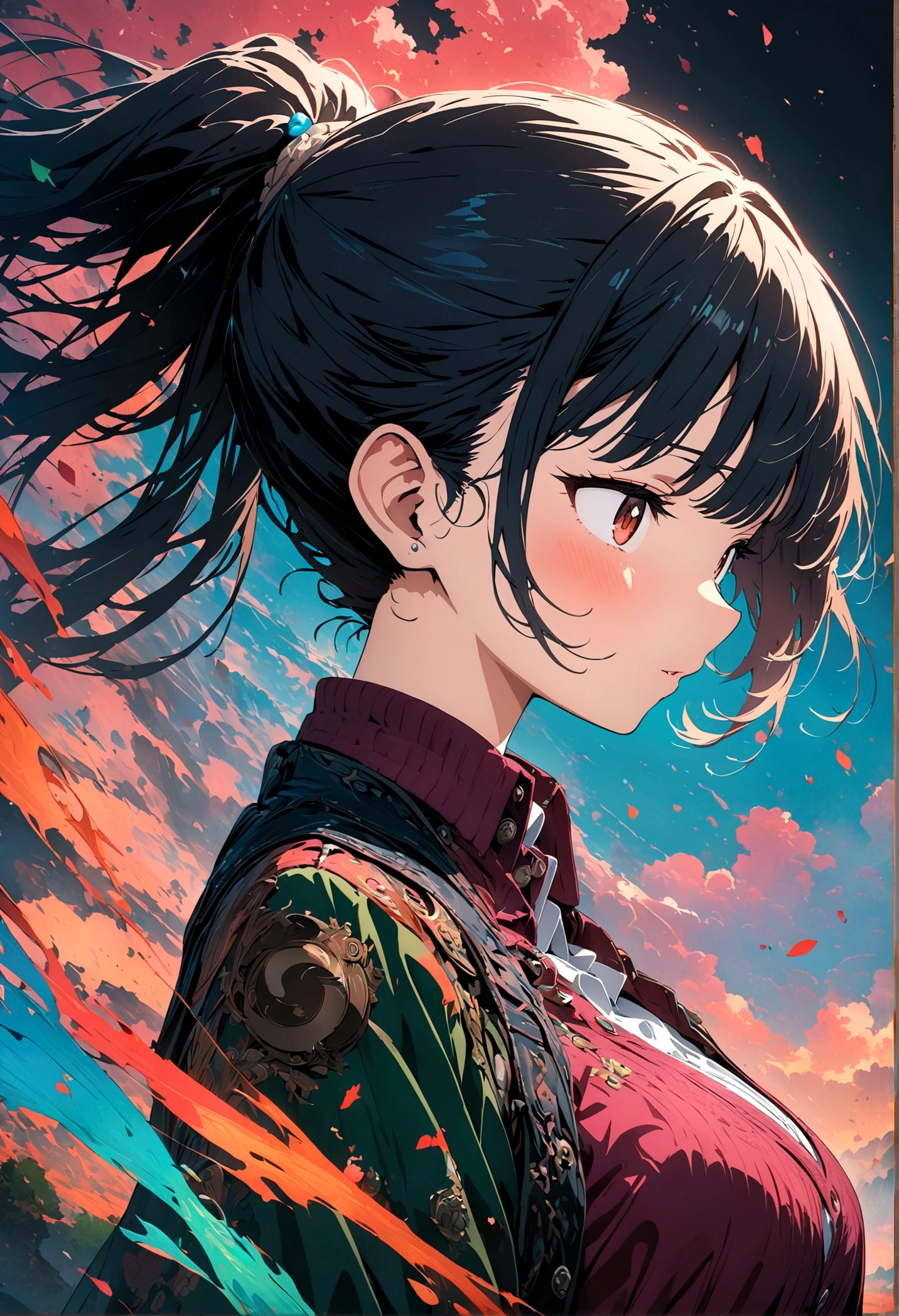 1girl,yamada anna,boku no kokoro no yabai yatsu,Intricate details,Wide range of colors,artwork,rendering,(masterpiece:1.3),(highest quality:1.4),(Super detailed:1.5),High resolution,Very detailed,unity 8k wallpaper,Decadent,Wind