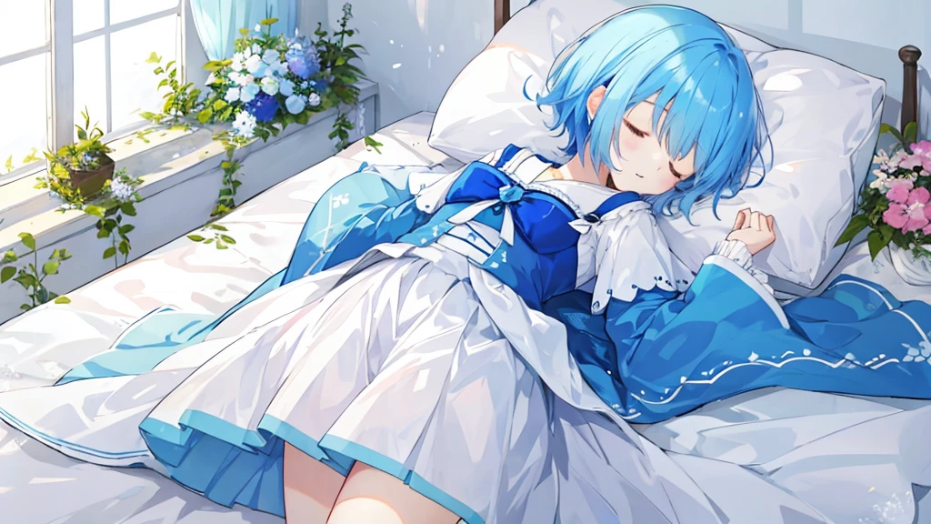 Sleeping Princess、Blue short hair