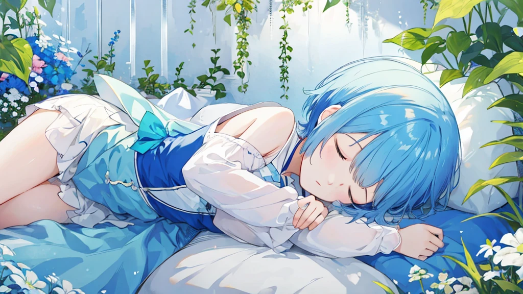 Sleeping Princess、Blue short hair